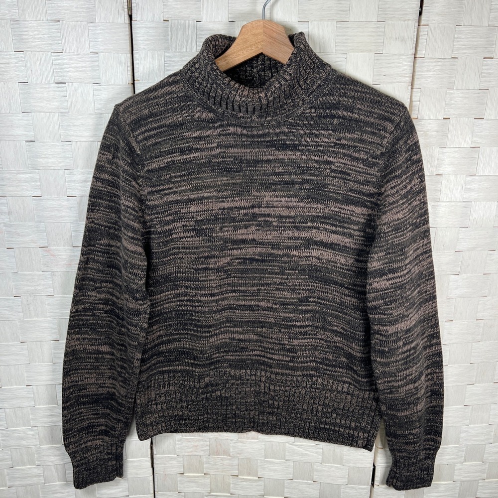JEANNE PIERRE Neutral Marled Knit‎ Turtleneck Cotton Sweater Women's Size Large - Picture 3 of 7